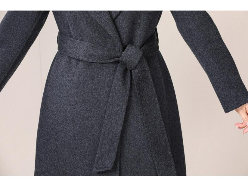 Women's Double-Sided Cashmere Coat - Trendy Mid-Length Tie Wool for Autumn/Winter