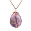 Direct Sales Copper Wire Winding Tree Of Life Water Drop Natural Gemstone Necklace Necklace N517 Pendant