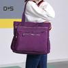 Solid Color Multi Pocket Zip Handbag Nylon Shoulder Storage Bag