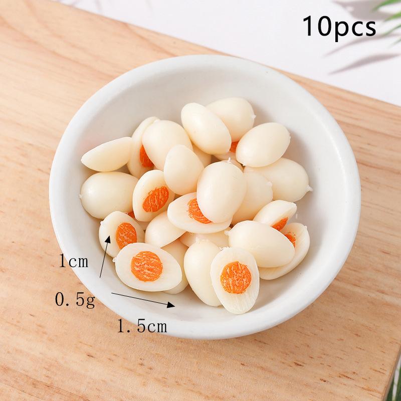 

10 шт. 1,5 см/0,9 см имитация мини-вареного яйца игровая модель своими руками глиняные аксессуары украшения для миниатюрного кукольного домика A2