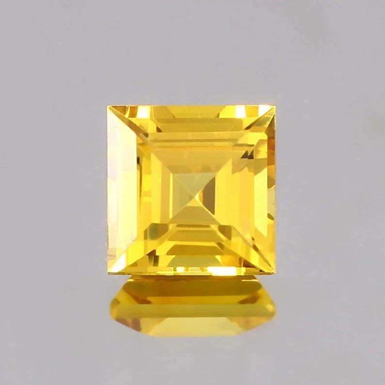 Natural Ceylon Yellow Sapphire Princess Cut 17 Ct  Certifed Loose Gemstone