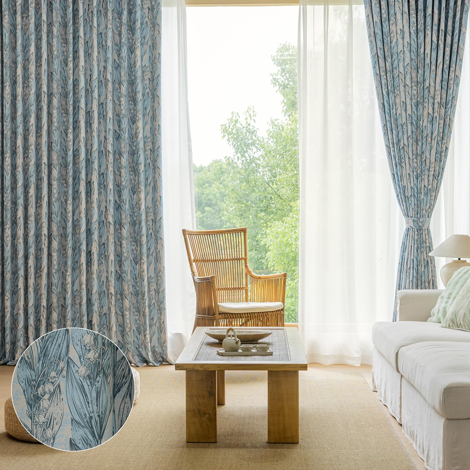 

MIR Затемняющие Комнатные Однотонные Тепловые УФ для Гостиной и Спальни Долины Ширина 100 x Длина Комплект из 2 Штор 2 Кружевные Шторы, 1,