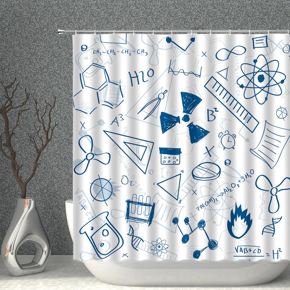 Colour Cartoon Shower Curtain White Print Waterproof Polyester Cloth Bath Curtains With Hooks Multi-size Bathroom Screen Decor