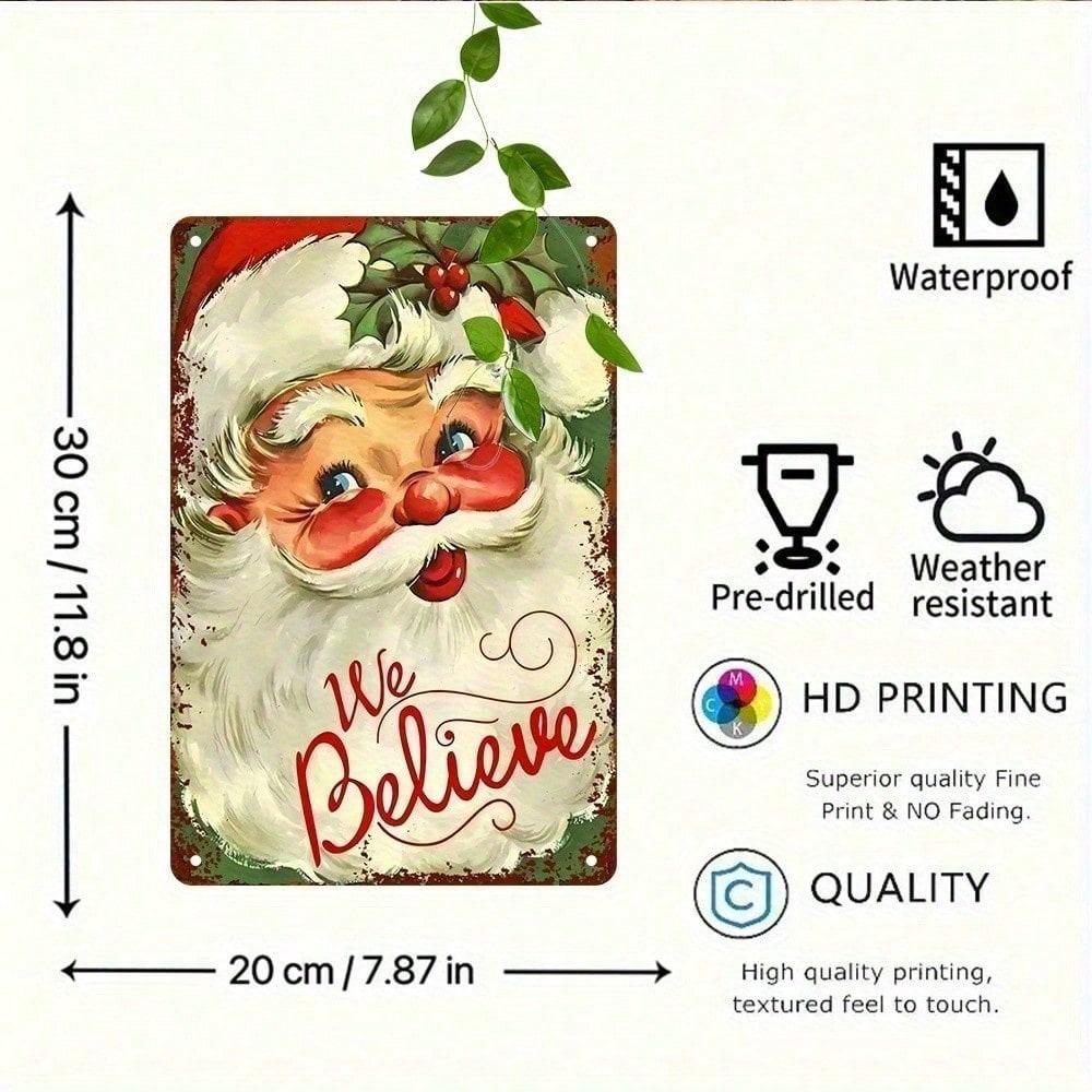

Vintage Santa Claus We Believe Metal Wall Sign 12x8 Inch Rustic Distressed Christmas Holiday Home Decor 20x30cm разноцветный