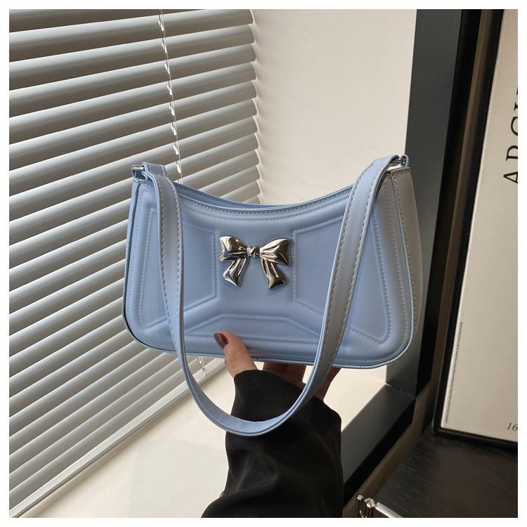 22 Spring New Textured Bow Tide Indentation Fresh Stylish Simple Underarm Shoulder Bag