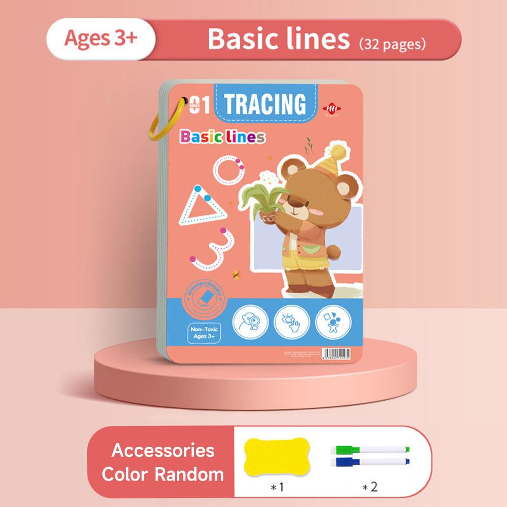 

32 Page Reusable Magic Practice Notebook Set Magical Tracing Workbook Montessori Educational Books for Children Pen Control Learning Writing Skills