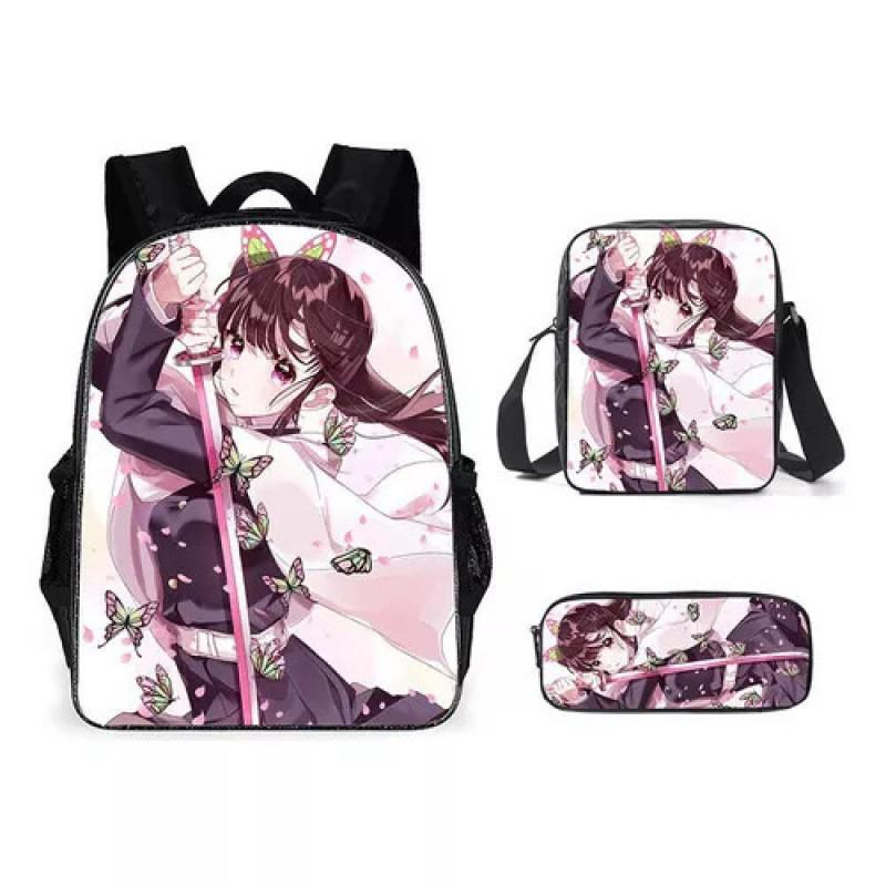 Demon Slayer Kimetsu No Yaiba Backpack Set With Breathable Polyester For School And Travel