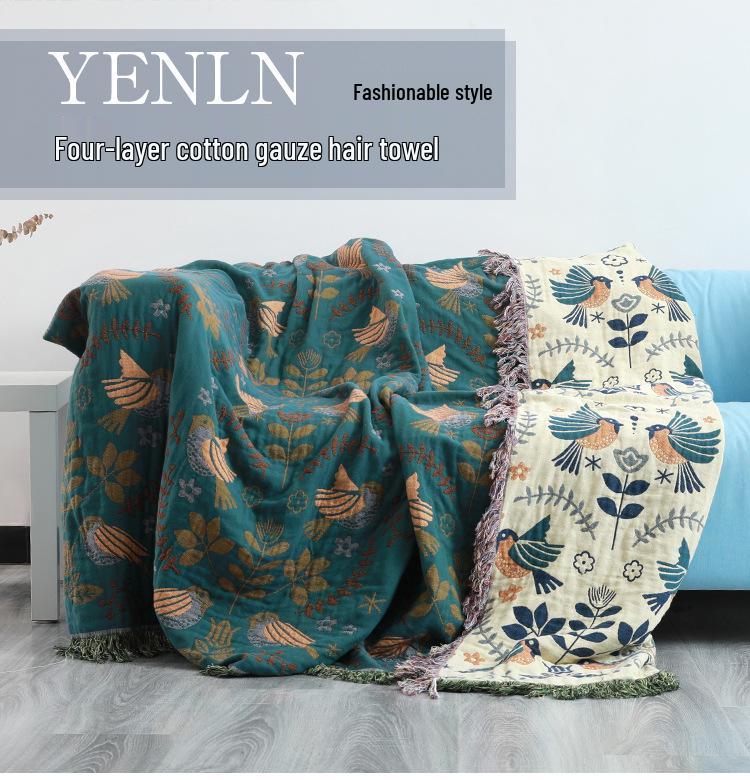 Skandynawski Pokrowiec na Sofę Całkowicie Bawełniany: Koc z gazy do użytku całorocznego