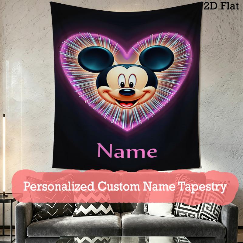 Customized Name Interior Tapestry Wall Hanging Love Magic Minnie Heartfelt Party for Home Decor Aestheticism Tapestry Large Tapestry