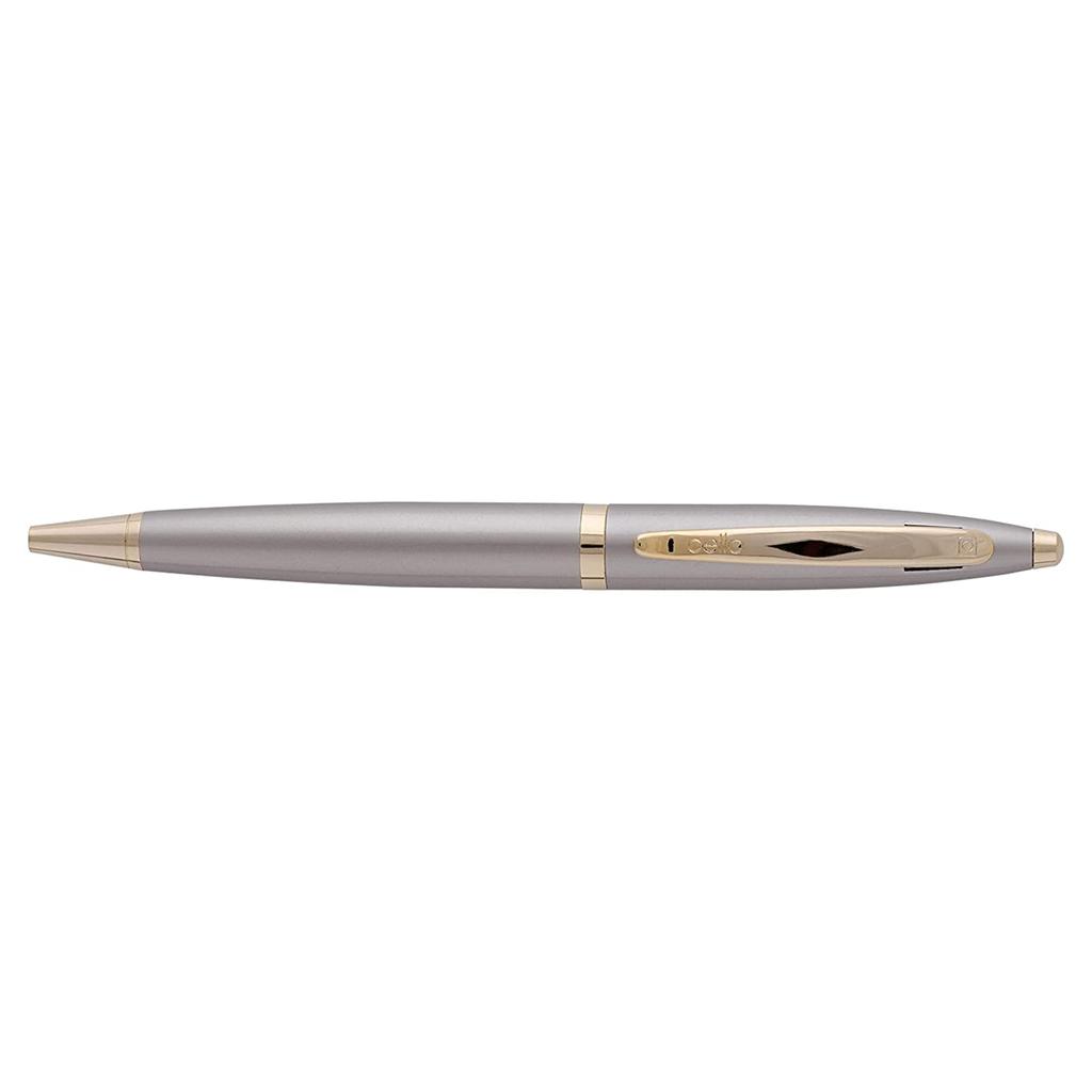 Cello Signature Creme Ivory Ball Pen Pack Of 2 Blue Ink 0.7 Mm Fine Tip Metal Twist Mechanism Office Gift Pen Set
