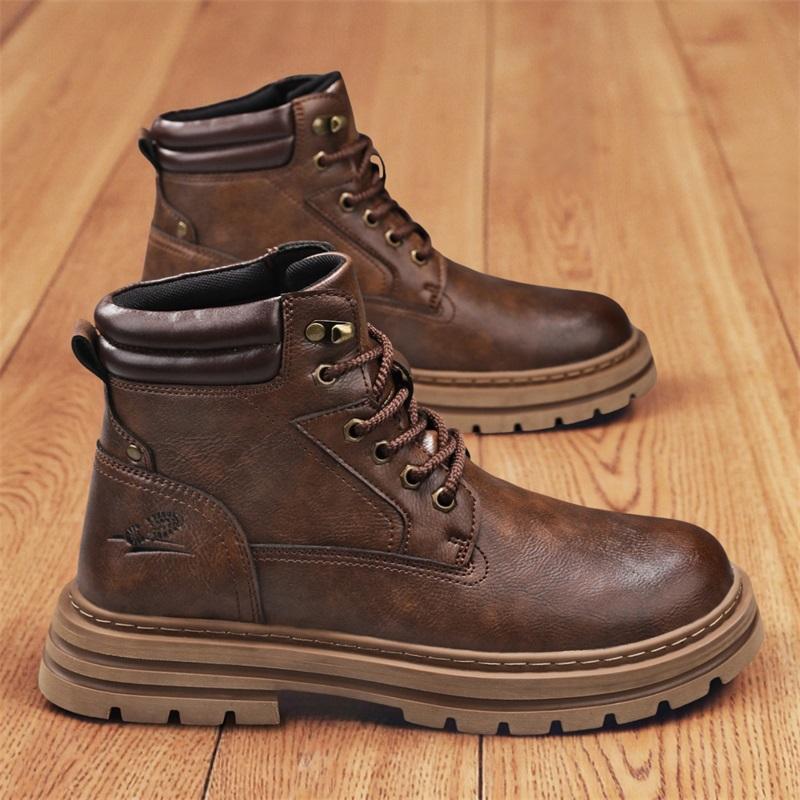 Luxury Men Ankle Boots Retro British High-top Men Boots Fashion High Quality Leather Shoes  New Outdoor Men Motorcycle Boots
