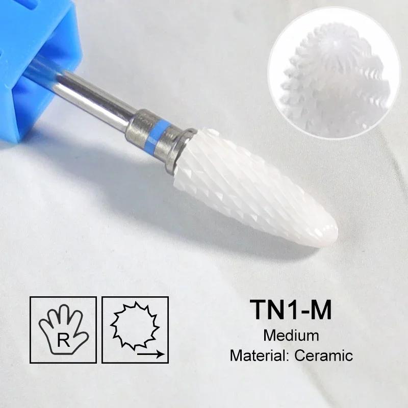 Ceramic Milling Cutter Flame Carbide Nail Drill Bits Pink Gel Remover Electric Machine Drills Polishing Peeling Nails Art Tools