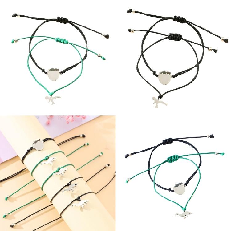 Braccialetti Trendy Neri con Design di Dinosauri Regalo per la Festa della Mamma per Duetti Madre Figlia che Celebrano Nuovi Inizi e Crescita