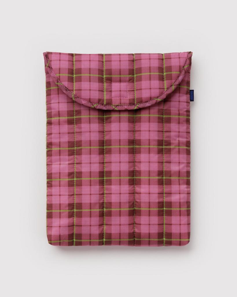 Baggu Puppy Laptop 13 Azalea Pink Tartan Laptop Pouch