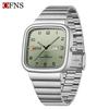 Wristwatch Silver Alloy Square Numeral Dial Quartz Watch Men's Business Casual Waterproof Watches