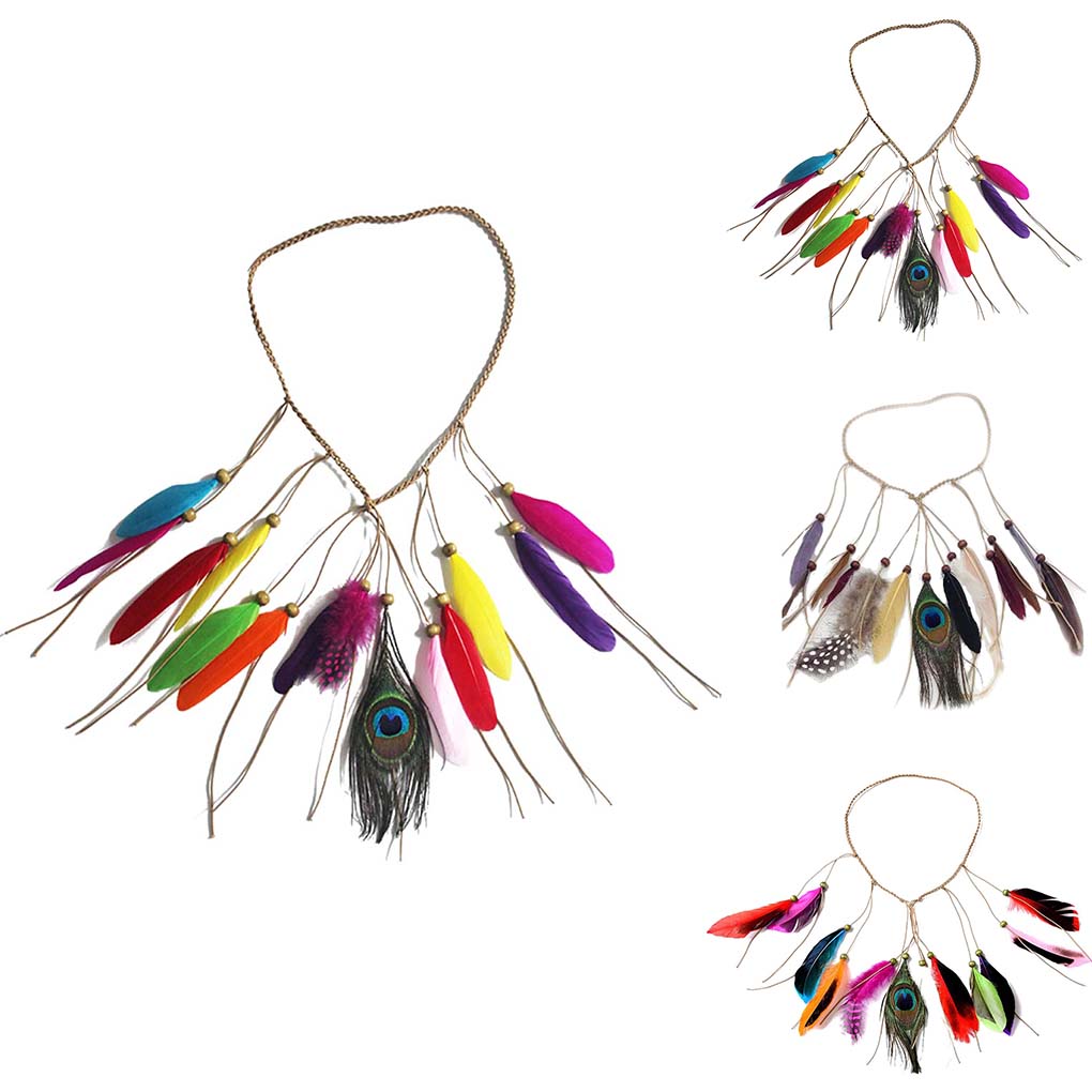 Indian Headband Bohemian Hairband Festival Headdress Boho Halloween Hair Hoop Cosplay Headpiece