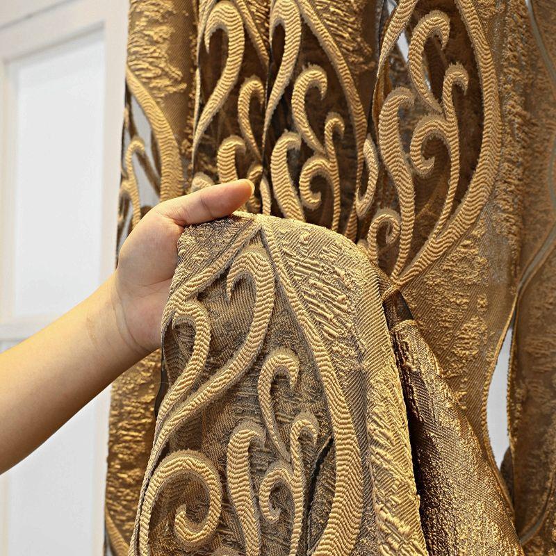 1 stuks Elegante Gouden Jacquard Raamgordijn voor Woonkamer, Slaapkamer en Balkon - Perfecte Huisdecoratie