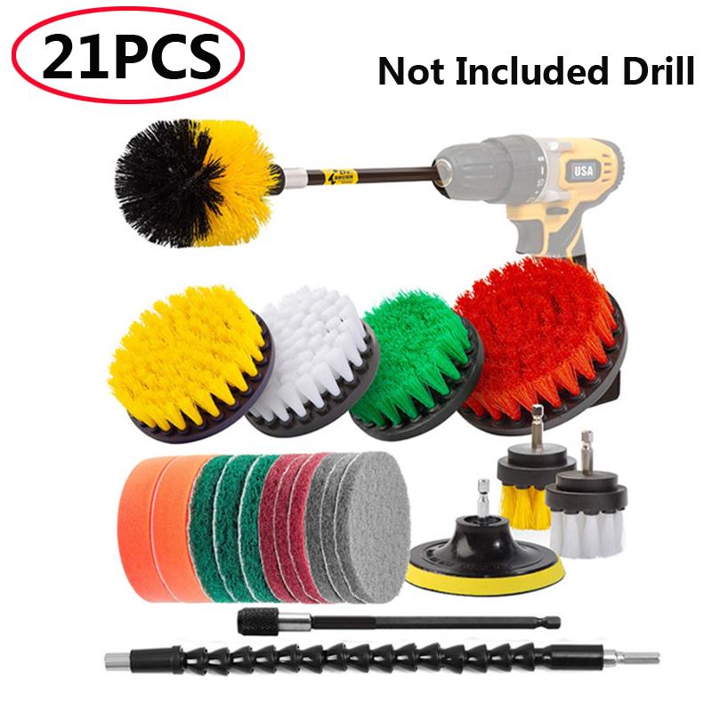 Car Detailig Brushes Set Drill Brush Attachment Set Heavy Duty Power Scrubber Brushes for Bathroom Kitchen Auto Cleaing Supplies