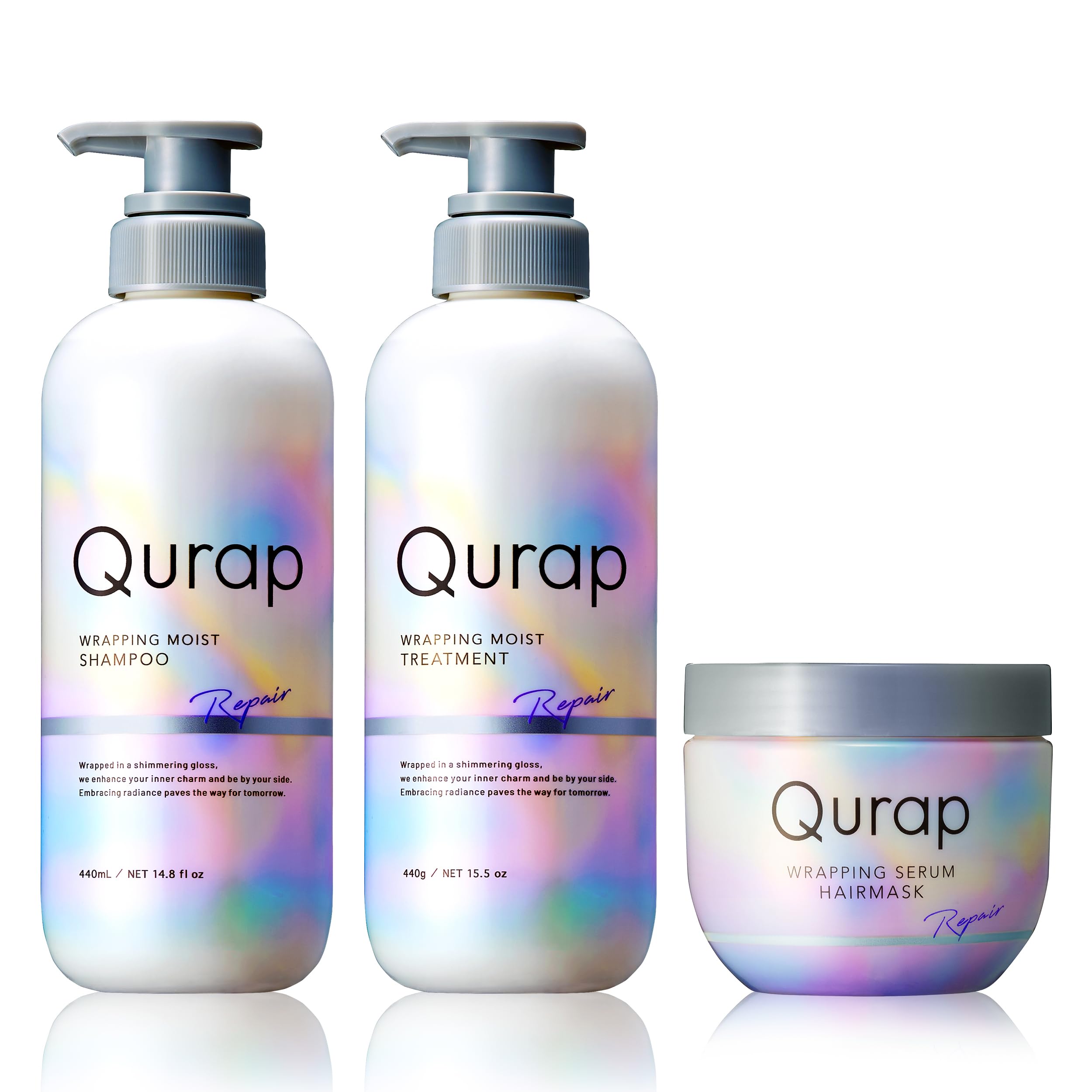 

Qurap Shampoo Treatment Serum Hair Mask set [Wrapping Moist] 3-piece