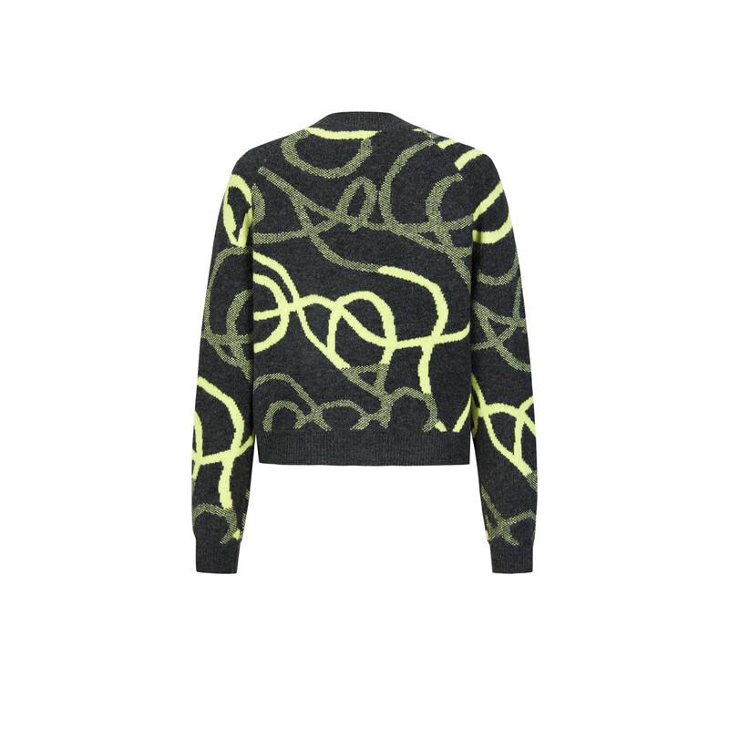 Elva' Island Women's Color Block Jacquard V-Neck Cardigan