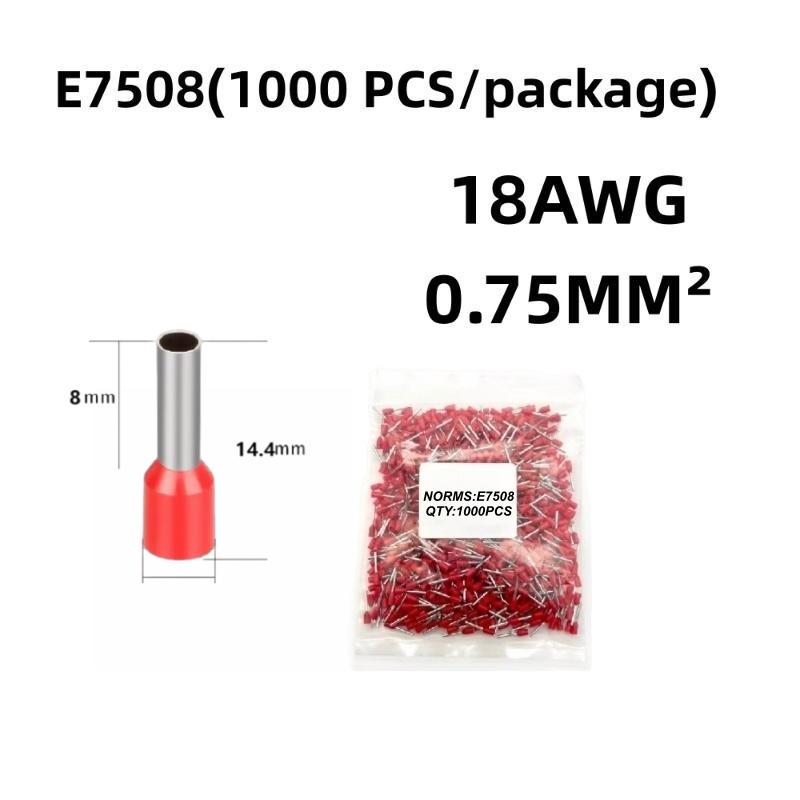 E0508 E7508 E1008 Tubular Crimp Terminals 1000pcs for Reliable Electrical Installations