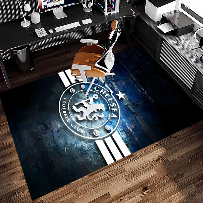 1pc Chelsea FC logo Print Area Rug - Soft,Washable Non-Slip Indoor Mat for Office Chairs,Living Room,Home Office Decorative Rug