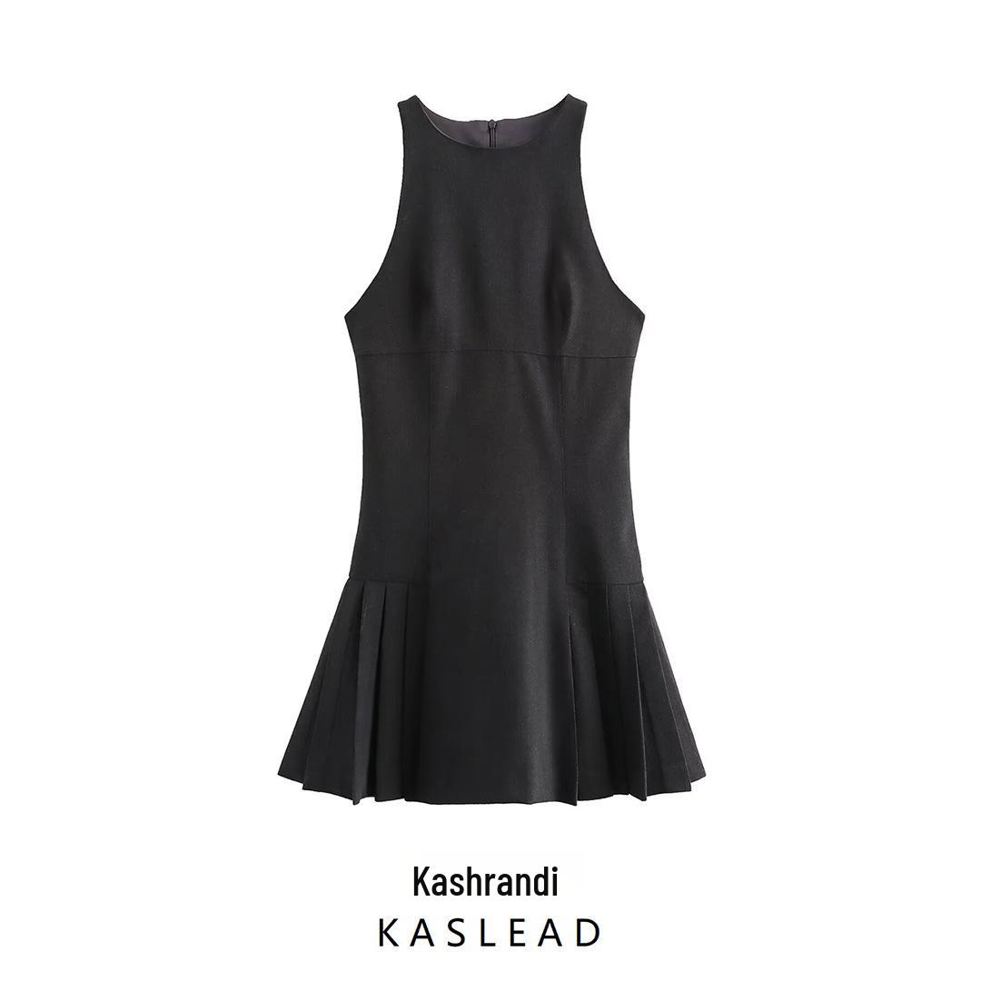 

2024 Autumn Women s European & American Style Pleated Halter Short Dress Medium