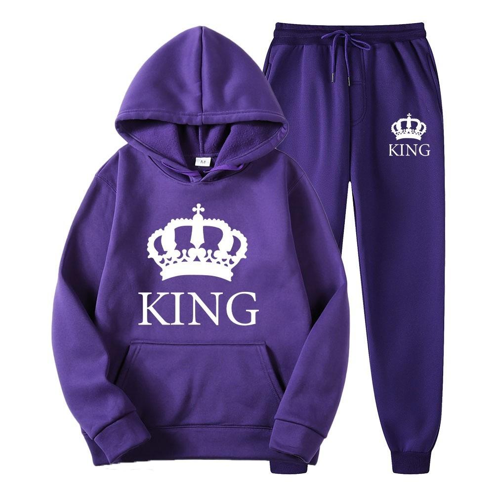 Hot Selling Couple Hoodie Sweatshirt Set for Men and Women's Casual Loose Long Sleeved Fleece Hooded Set