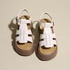 Korean Style Thick Heel Roman Sandals Women Summer New Soft Leather Woven Slip-On Beach Shoes Fashionable One-Strap