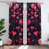 2pc    Party Window Curtains Heart and Rose Light Filter Family Party Decoration Perfect for bedroom living room decoration
