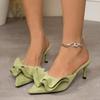 Lace Heeled Slippers 2025 Summer New Pointed Toe Plus Size Stiletto Heel Toe Slippers for Women