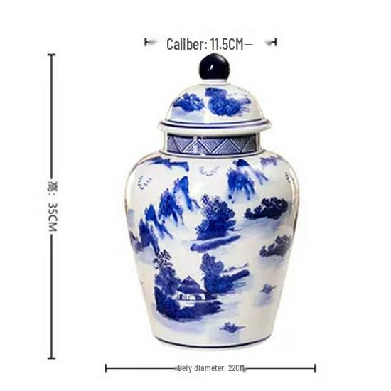 Blue and White Porcelain Antique Vase: Chinese Ornamental Jar for Home or Study Display