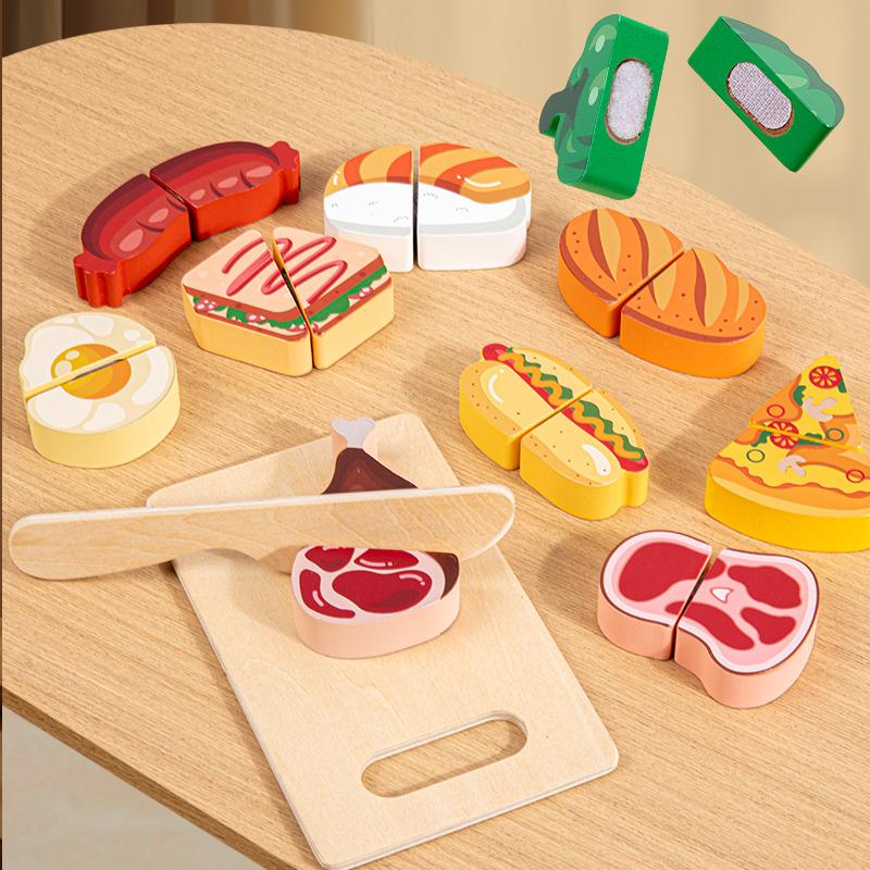 Simulation Kitchen Pretend Fruit Vegetable Ice Cream Food Cutting Toy Wooden Classic Game Montessori Educational Toy For Kids