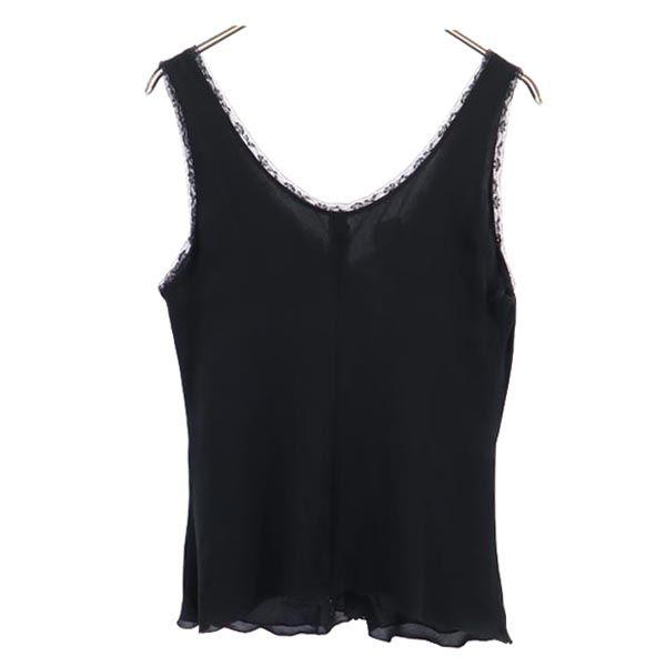 Armani Collezioni Silk Tank Top 44 Black Series Cut and Sew Back Zip Women Used
