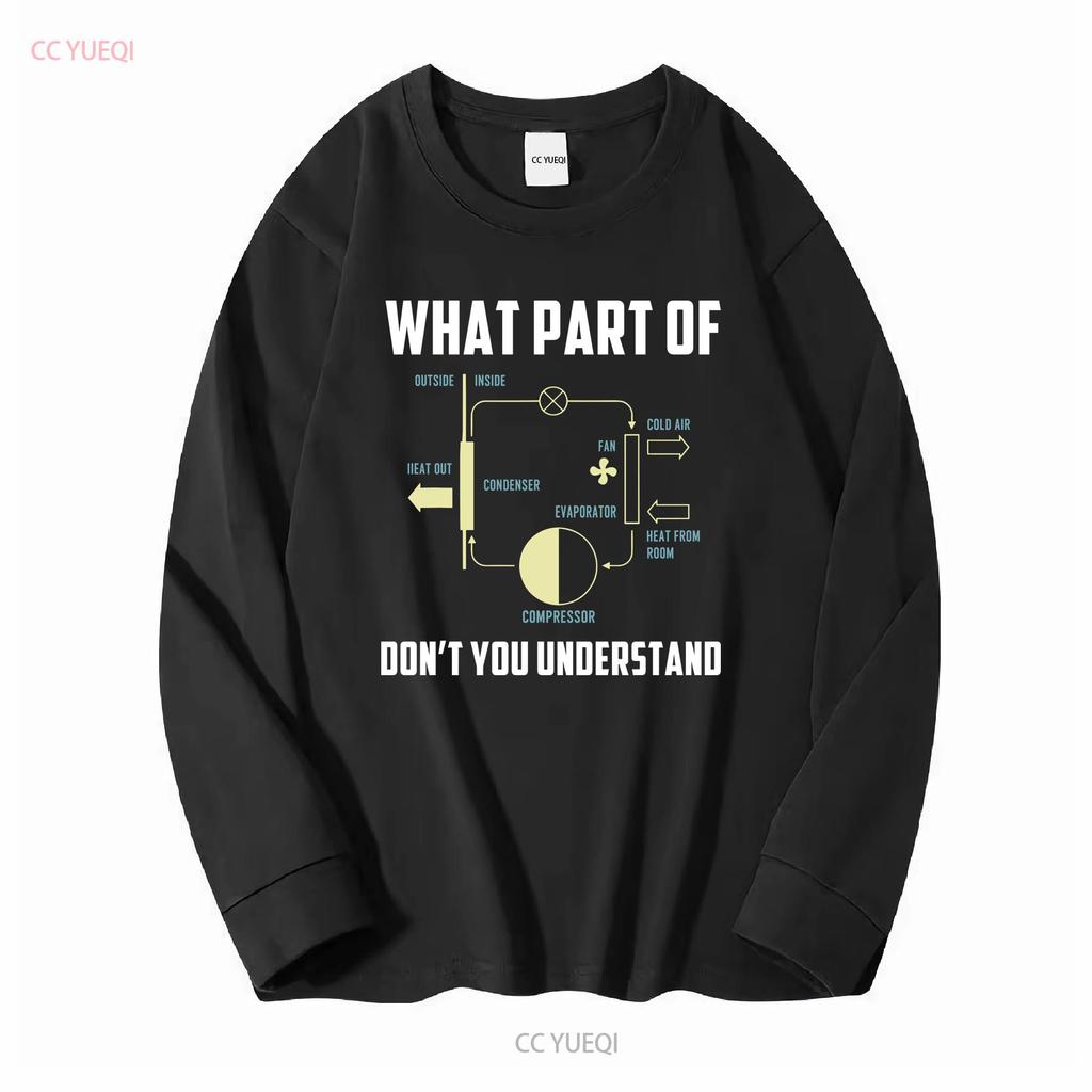 Funny HVAC Tech T Shirt For Men Technician S What Part Of Diagram Long Sleeves Vintage Washed Slightly Stretched Versatile