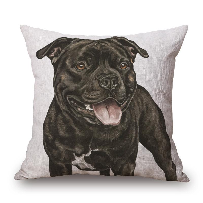Hand Painting Animals Cushion Covers Bulldog Bull Terrier Labradoodle Dog Cat Print Decorative Pillow Case
