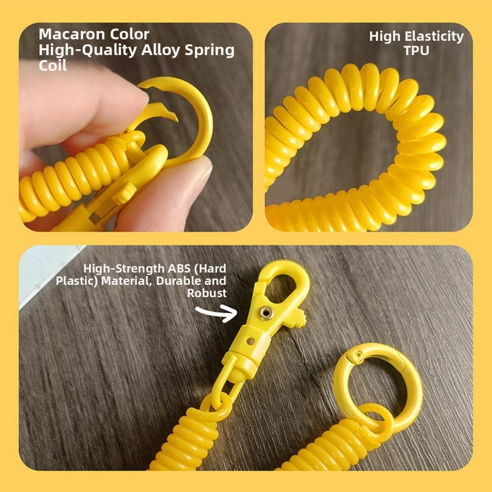 Elastic Straps Spiral Spring Lanyard Retractable Telescopic Spring Key Ring Outdoor