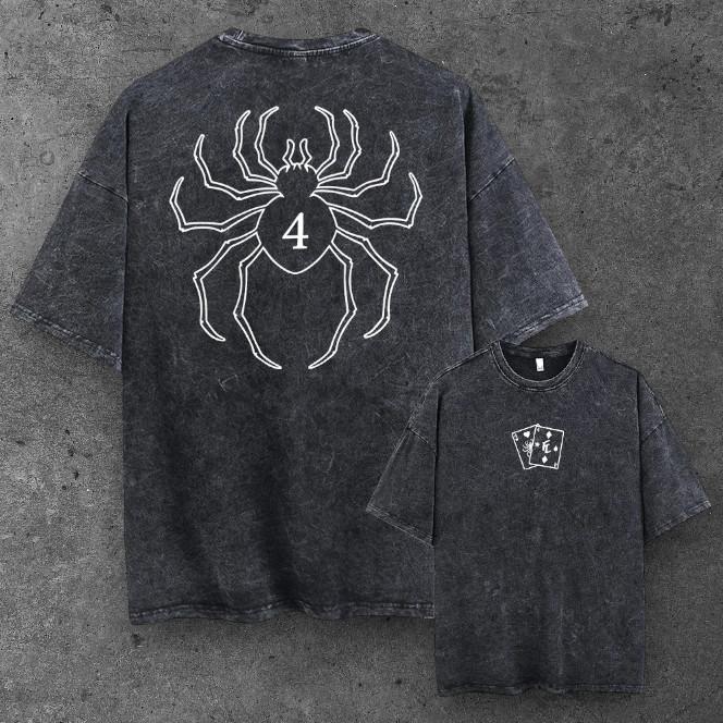 Mens Anime Spider T Shirt Faded Black Y2K Grunge S-2XL S