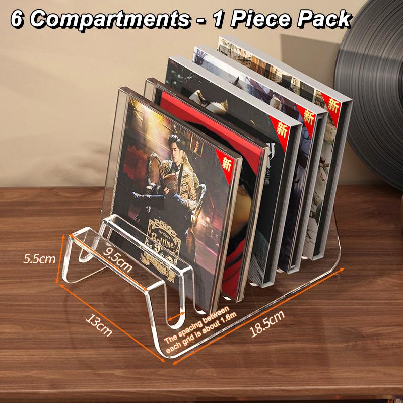 

6Grid Clear Acrylic CD Display Shelf Multifunctional CD Display Organizer for Vinyl Records Cassette Tapes Desktop Storage Shelf