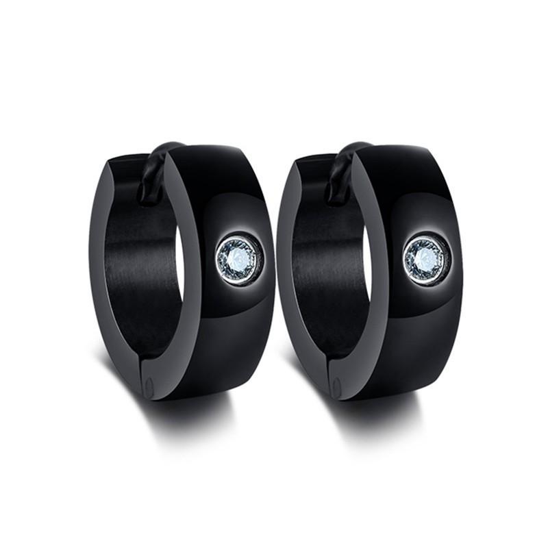 Vnox Basic Stainless Steel Hoop Earrings for Men Women Unisex Huggie Earrings with CZ Stone Accessory
