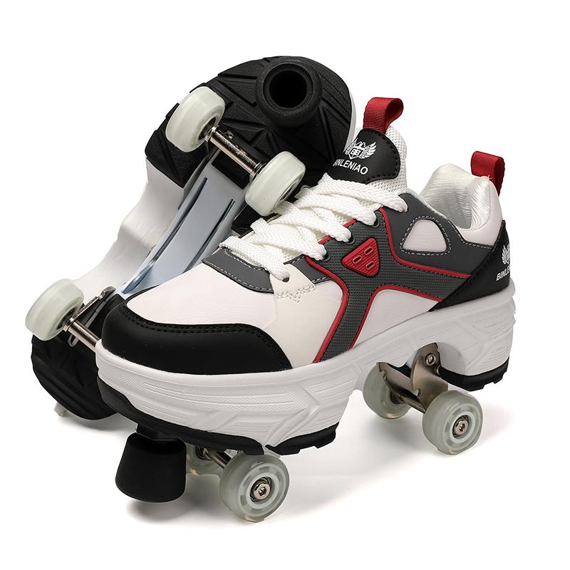 Scarpe Deformabili da Passeggio a Quattro Ruote per Bambini/Uomo Pattini a Rotelle da Uomo/Donna Pattini da Bambino Scarpe Sportive a Due Ruote per Ragazzi e Ragazze