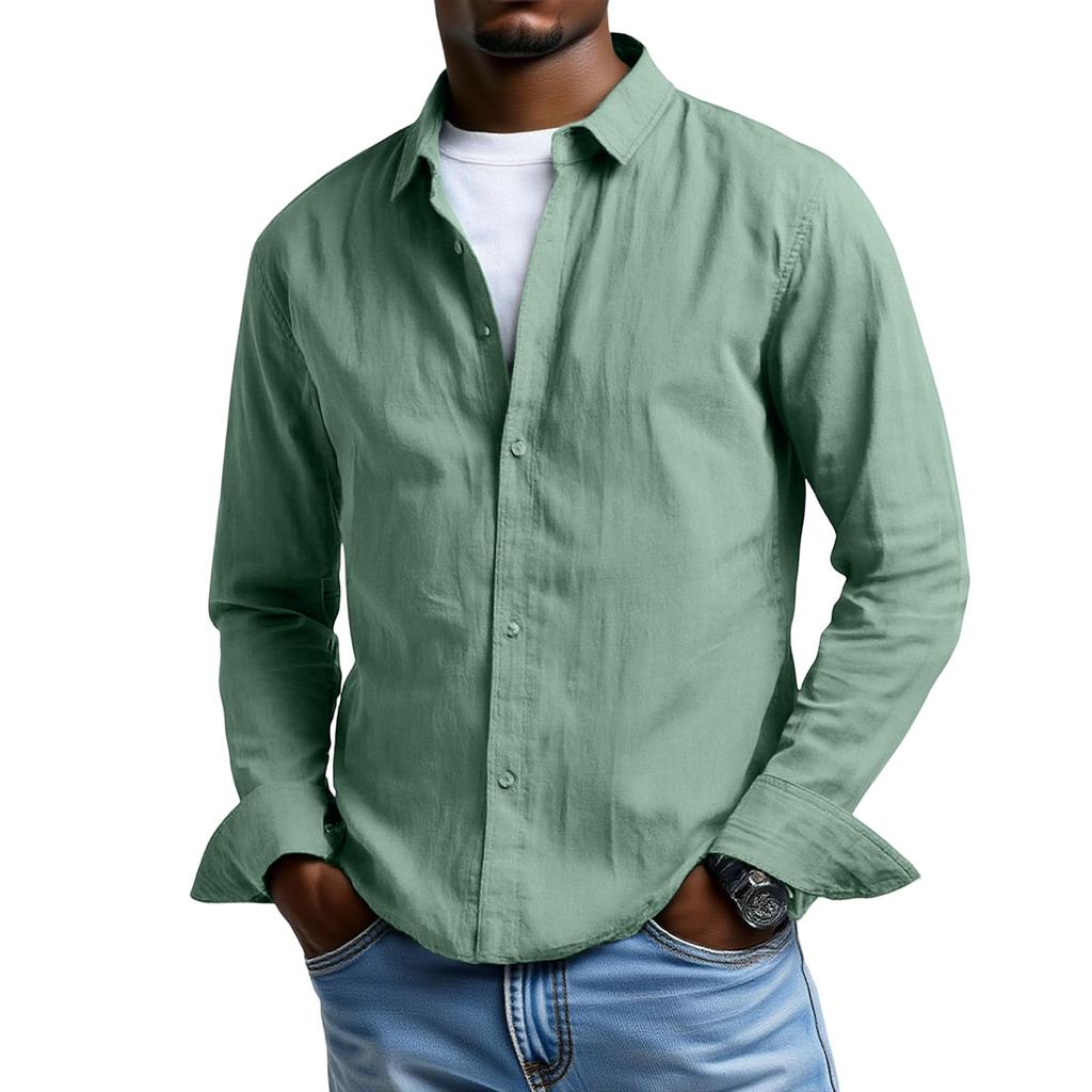 Men's Long Sleeves Flip Collar Retro Loose Shirt
