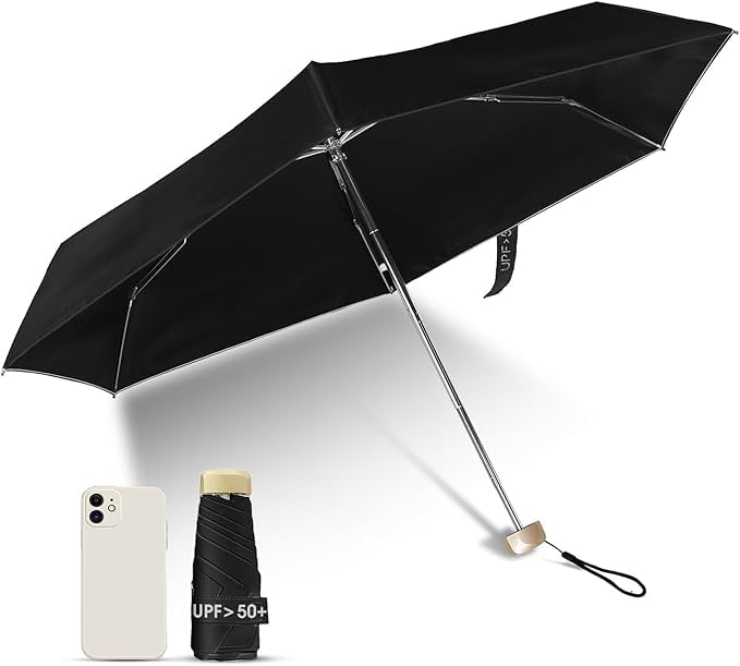 

179g Folding Parasol New Release JIS UV Protection Foldable Rain or Shine Aluminum Alloy Windproof Frame Rustproof Strong Wind Resistant Heat чорний