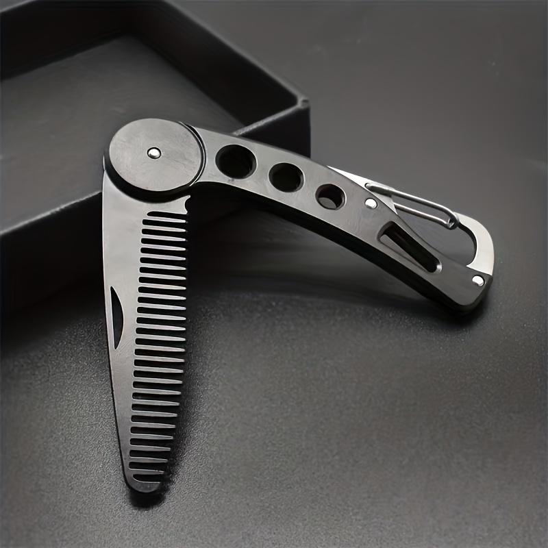 1pc Stainless Steel Men'S Beard Comb Keychain - Non-Braided Iron Material, Unplated, Ideal for Beard Trimming and Styling