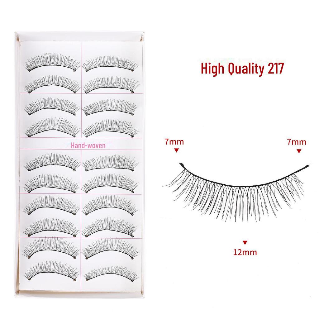 217 handgefertigte falsche Wimpern – 10 Paar im natürlichen Stil, gekreuzter Baumwollstiel für Bühnen-Make-up