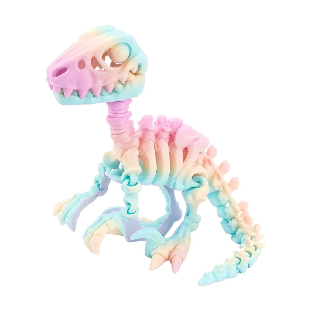3D Printed Articulated Raptor Skeleton Figurine Dinosaur Bones Poseable ModelToy For Home Office Decors and Collector