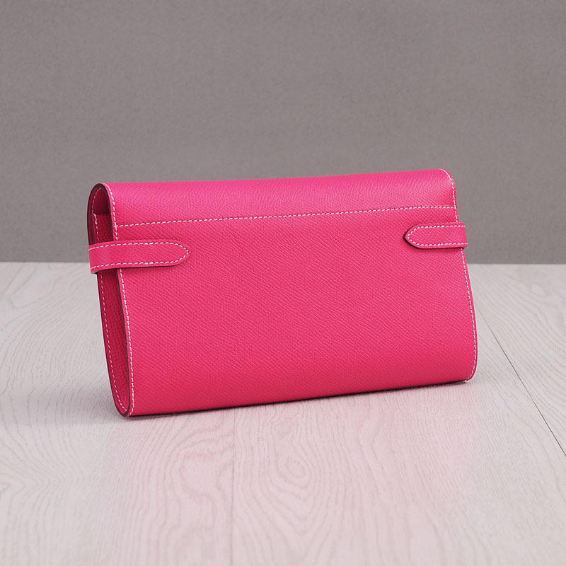 Cartera larga elegante de piel de vaca con estampado de palmeras para mujer