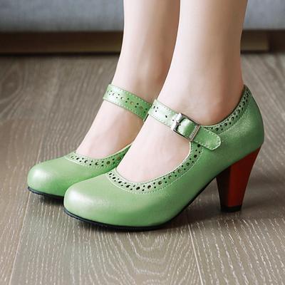 Elegant Purple Nude Green High Heel Women Pumps Mary Janes Shoes Big Size 45 Casual Party Office Wedding Shoes Lady Comfortable