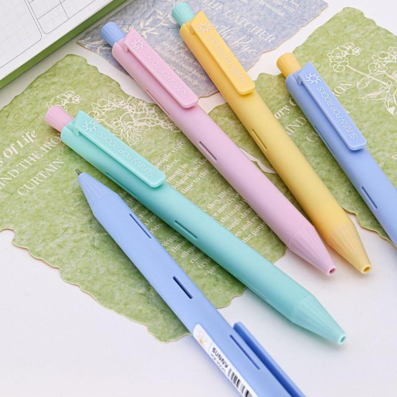 4pcs Macaron Color Design Gel Ink Pens Set Sunny Pop Rocks Series 0.5mm Ballpoint Black Ink for Writing School Office