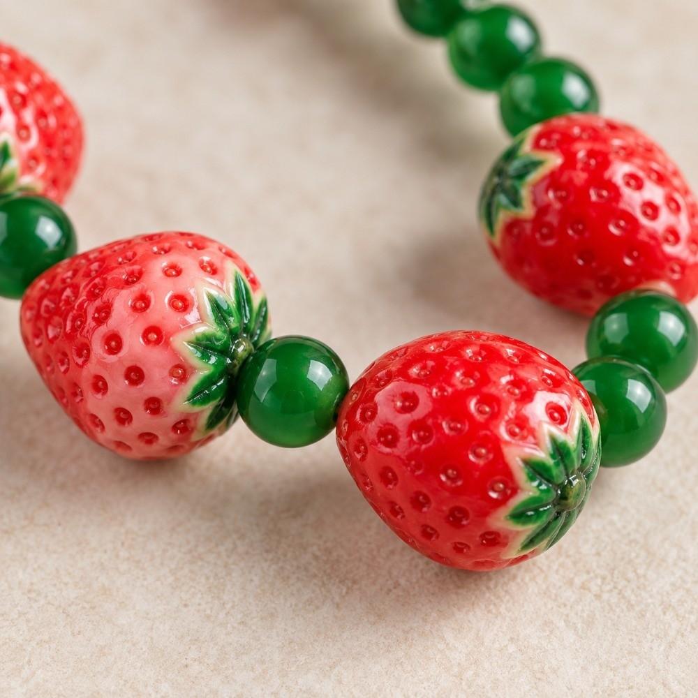 Resin Fruit Charms Fruit Beaded Necklace 3D Beaded Design Glass Beaded Necklace for Girls